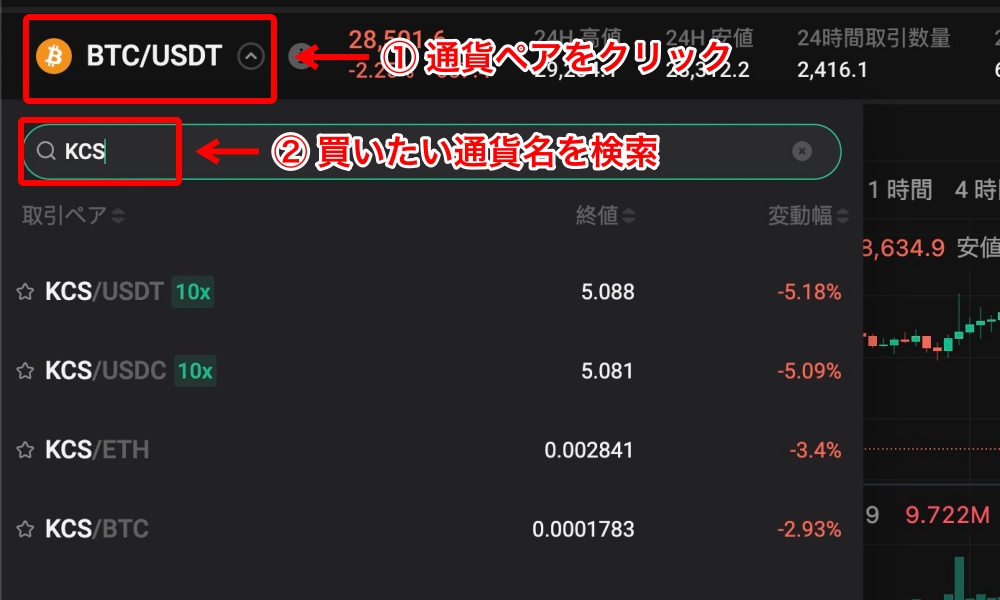 取引通貨ペアを選択する2