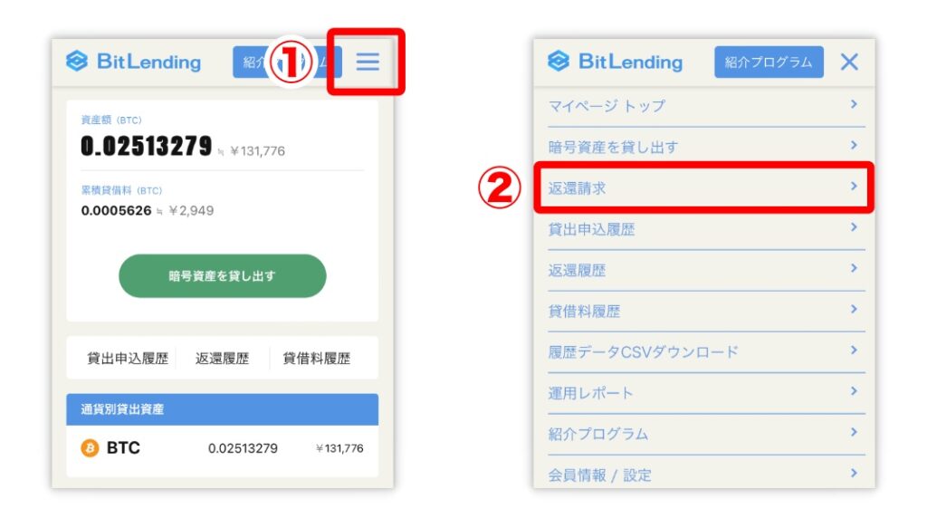 Bitlending返還「返還請求のやり方1」