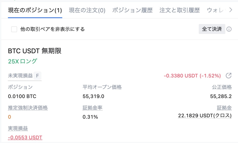 USDTを使って実際にトレード6